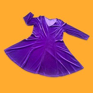Vintage (90s) purple velvet A-line swing midi dress by Marc Bouwer